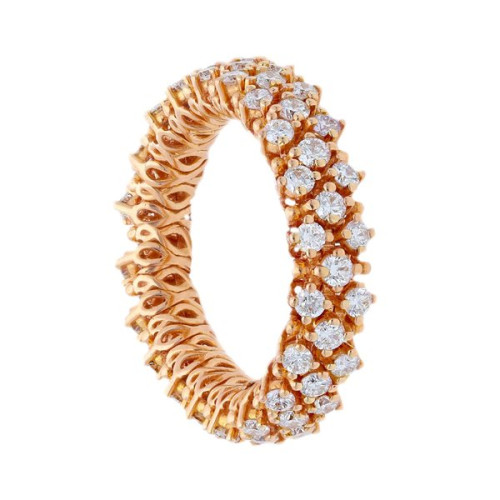 Anillo oro rosa y diamantes.