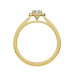 Anillo oro y diamantes baguette en halo.