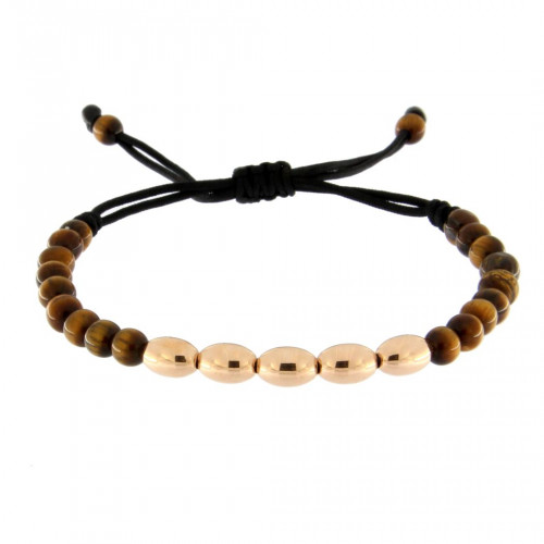 Pulsera oro rosa y Ojo de Tigre.