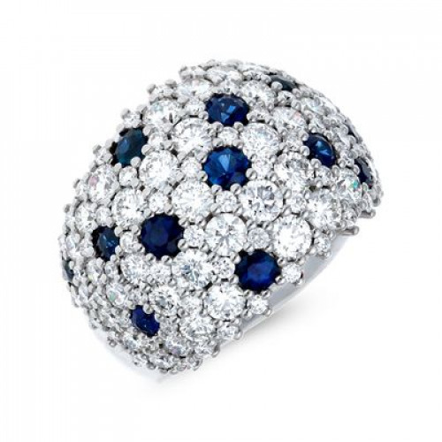 Sortija pavé diamantes y zafiros.