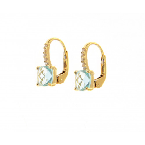 Pendientes oro y topacio azul.